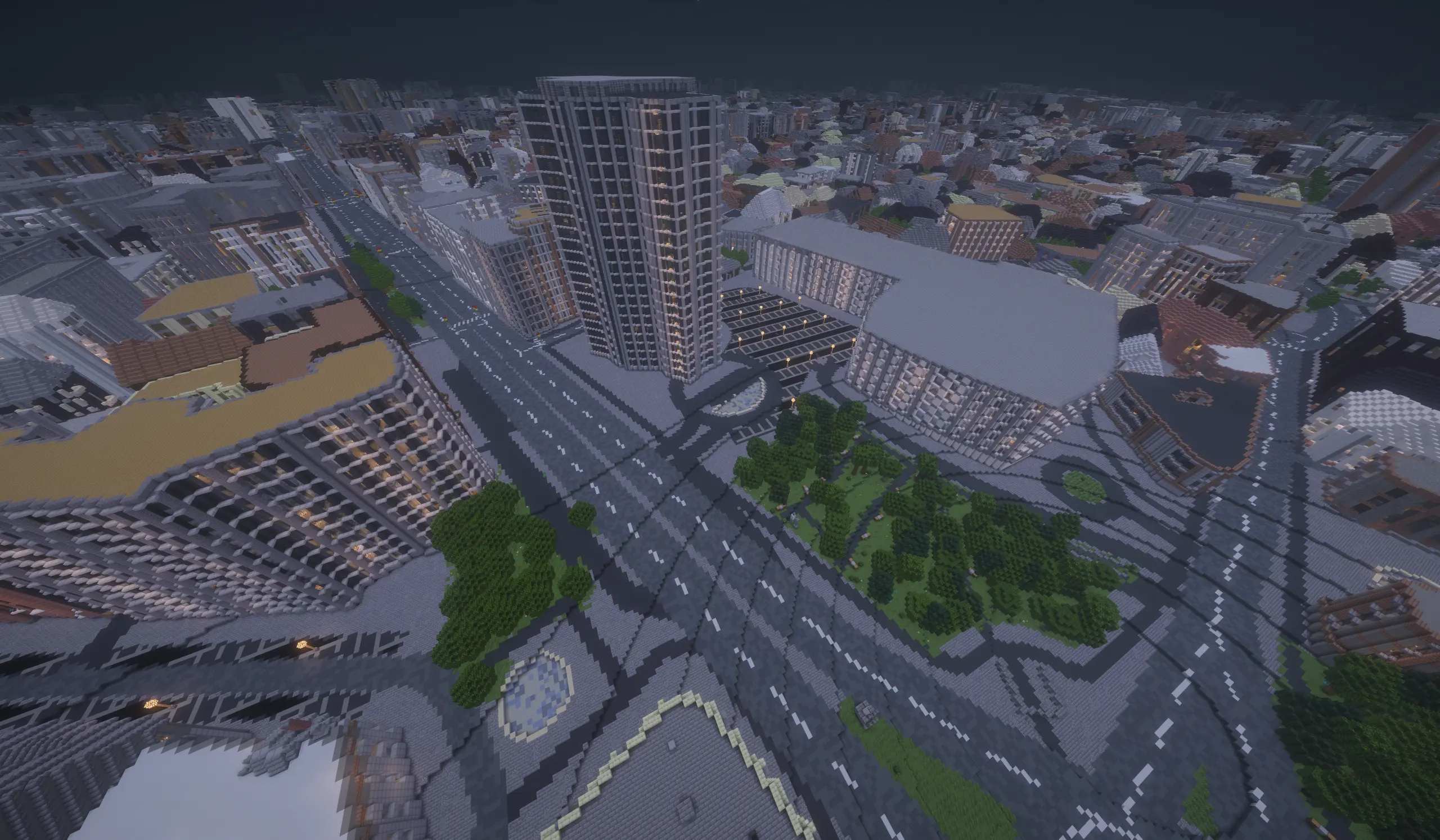Bucuresti noaptea in Minecraft — Romania SMP preview harta 1:1